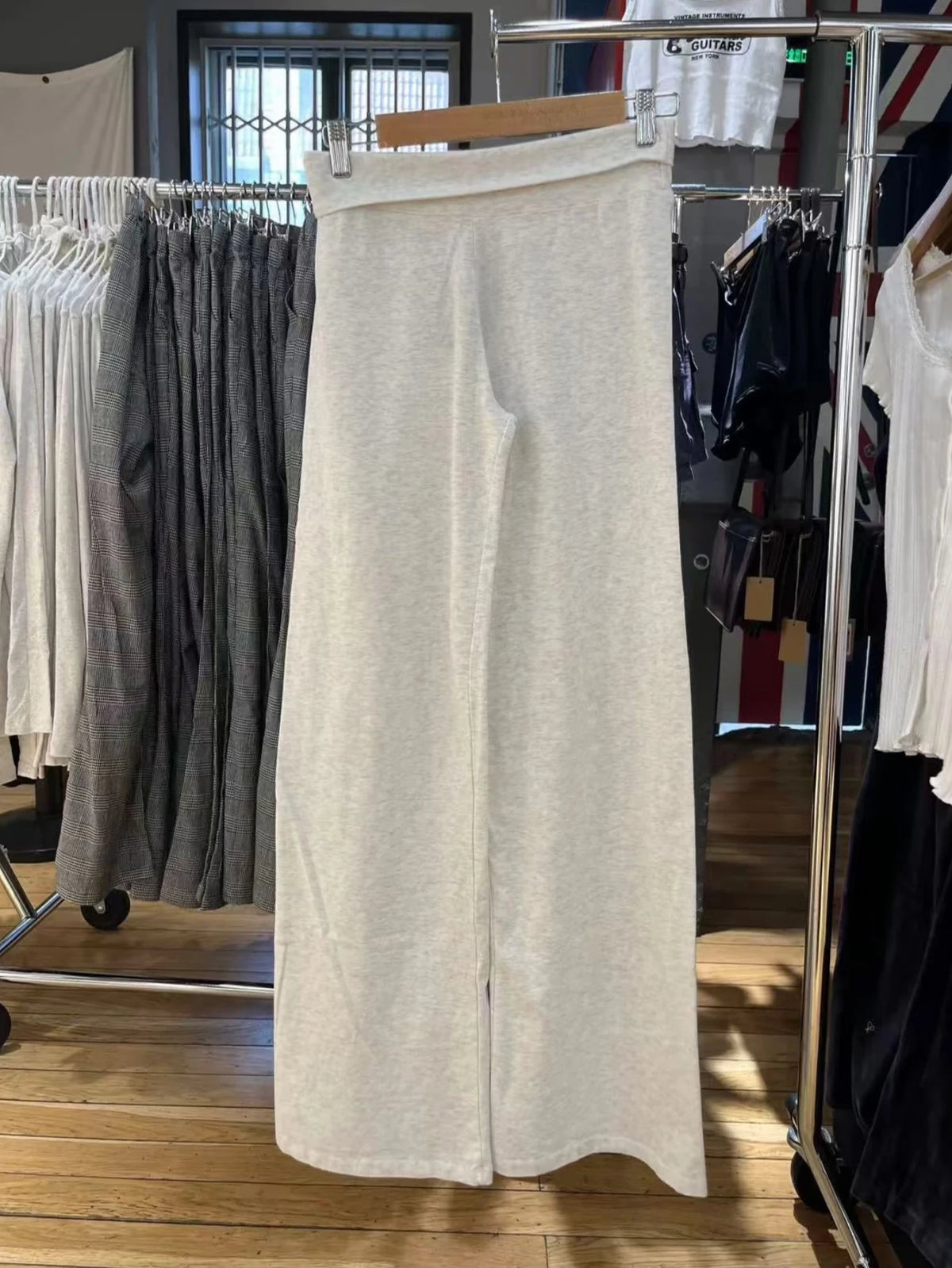 Women's Foldover Low-Rise Straight-Leg Pants