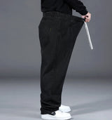Men's Plus Size Straight-Leg Elastic Waist Jeans