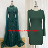 Luxury Beaded Mermaid Evening Gown | Cape Sleeve