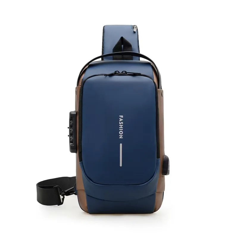 Sling Bag for Men Women Theft Crossbody Backpack with USB Charging Port Waterproof Chest Bag with Password Lock