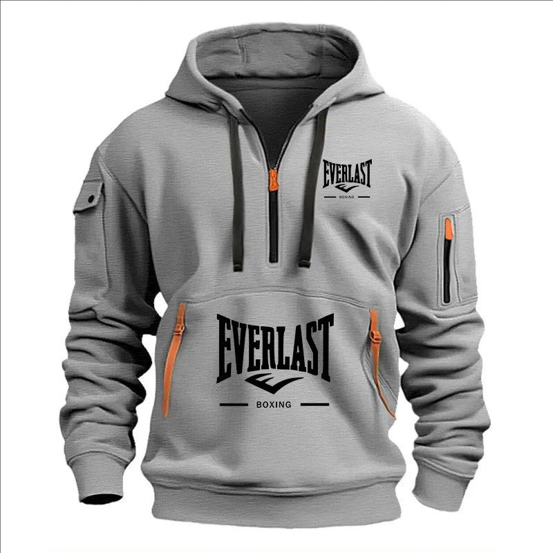 Men’s Printed Fleece Hoodie with Zipper Details