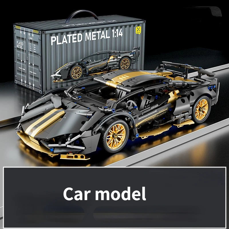 Technology 1:14 Black Supercar racing building blocks assembled brick car toy gift for boys birthday present