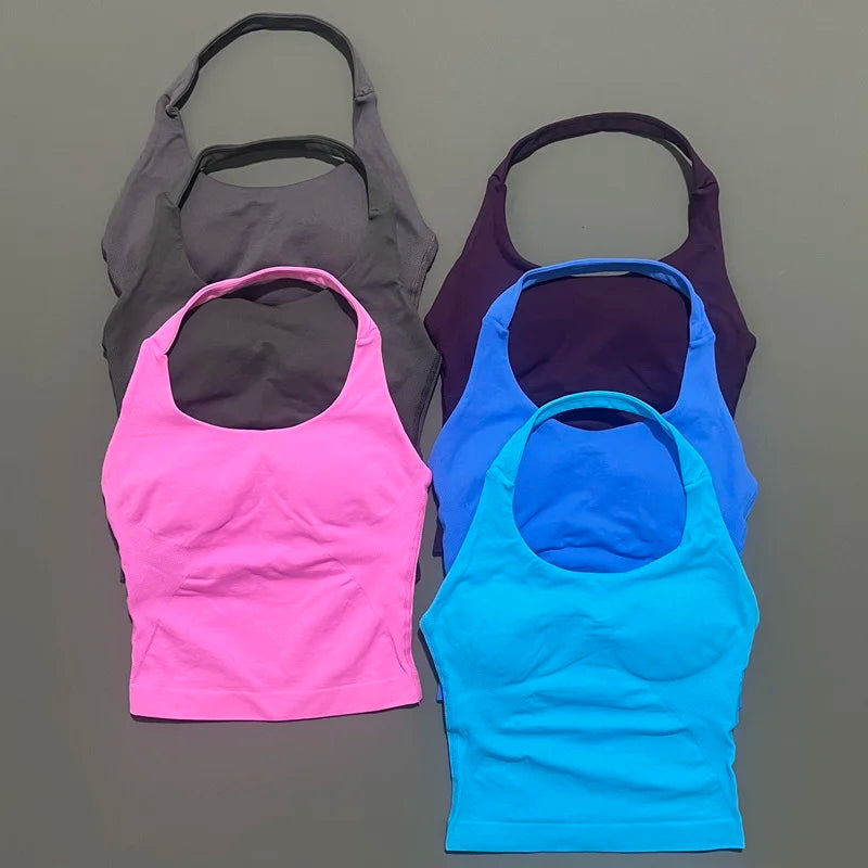 Impact Seamless Halter Longline Gym Top with Built-in Bra