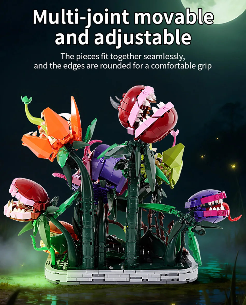 Creative 1266Pcs Carnivorous Plant Manor Building Blocks MOC Man-eating Flower Garden Bricks Home Decoration Toys Children Gift