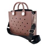 Fashion Storage EVA Large Leather Shoulder Bag Beach Tote Travel Handbag Storage for Women Casual Waterproof Bag Hole Fit Charms