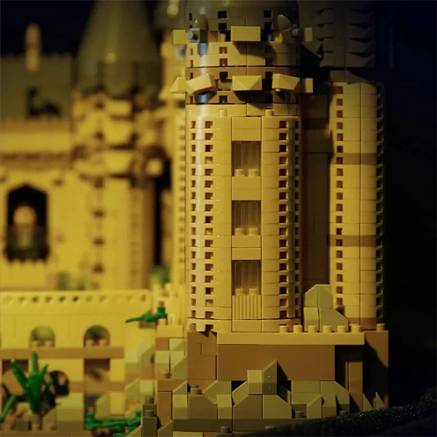 New Magic Castle Micro Building  Blocks Light Up Street View Architecture Creative MOC Model Kit  Kids Christmas Birthday Gifts