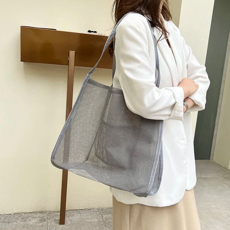 Women's Mesh Tote Bag for Beach & Shopping