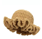 Colorful Crochet Ruffle Bucket Hat Warm Stretch Knit Hat Ruffle Brim Crochet Women's Fashion Handmade Beanie Hat tool tentacle