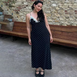 V-Neck Lace Patchwork Maxi Gown