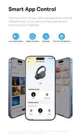 Baseus Bass EH10 NC Wireless Headphones Bluetooth 6.0 Noise Canceling 45dB Over Ear HeadsetSpatial Audio Earphone 80H Time