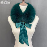 Fluffy Faux Fur Headband Neckerchief 2 in 1 Winter Thermal Plush Ear Warmer Collar Scarf  Satin Ribbon Bow Women Hair Band
