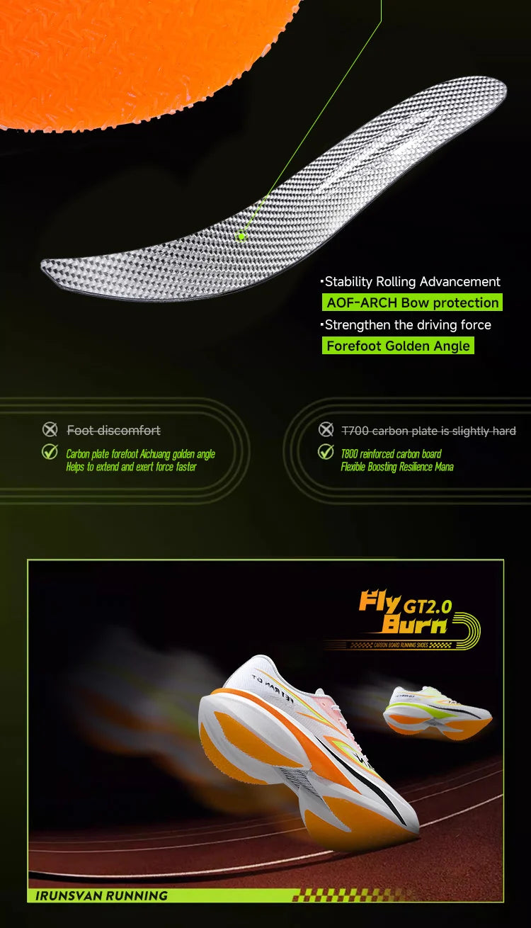 IRUNSVAN T800 Carbon Plate Running Shoes - Lightweight Racing Shoes for Men & Women - Marathon Training, Cushioned & Anti-Slip