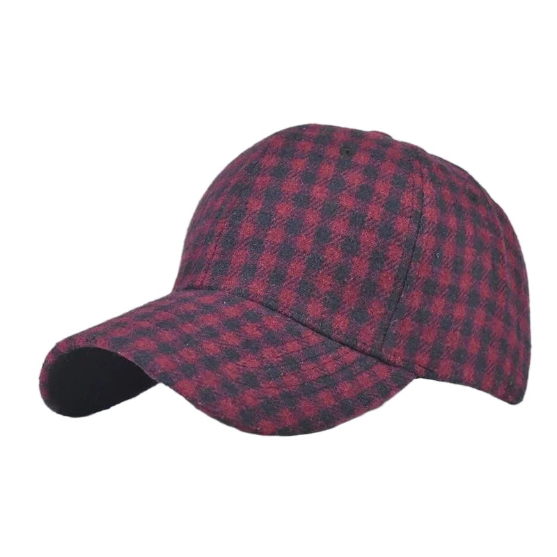 Unisex Checkered Baseball Cap with Adjustable Strap