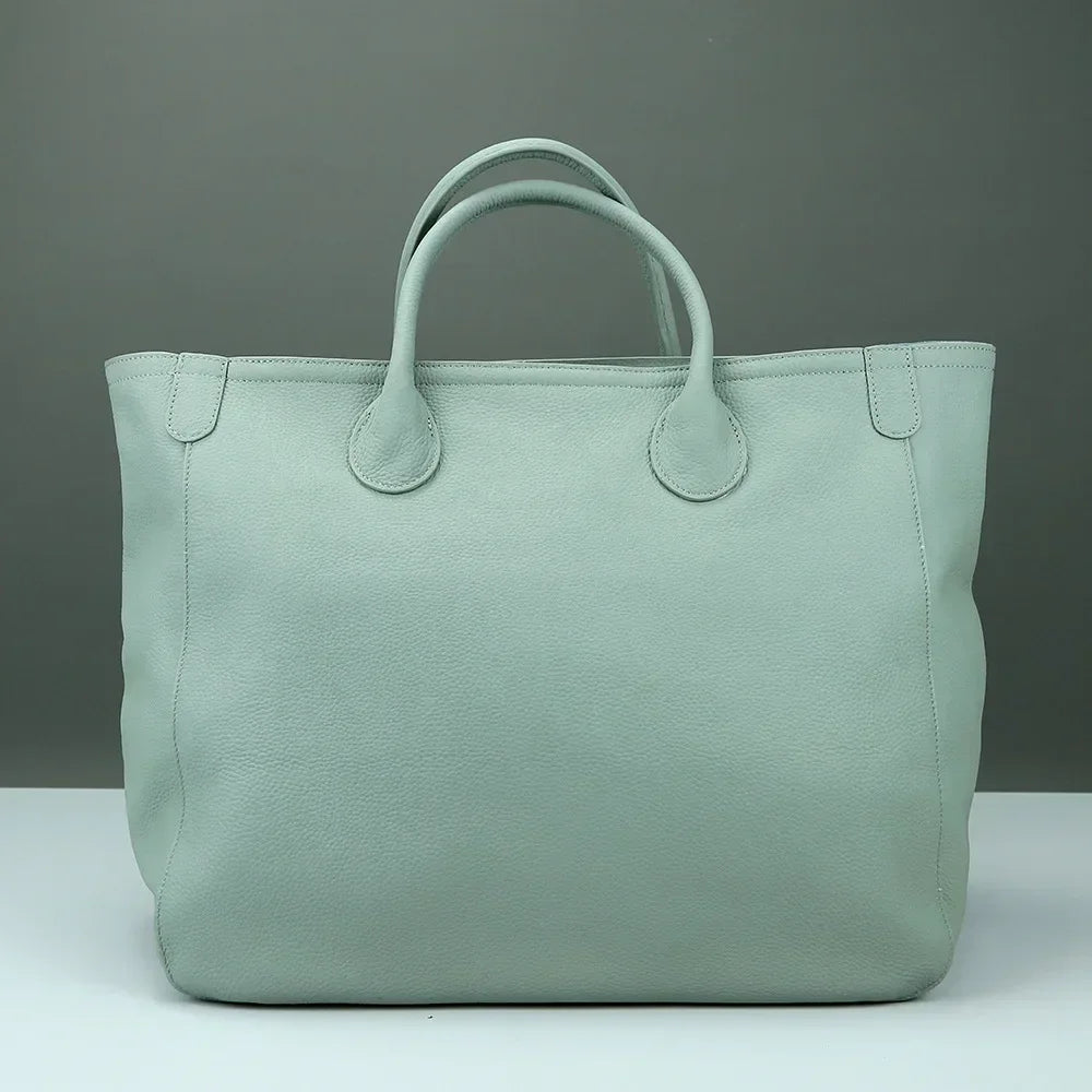 Roomy Women Bag Genuine Leather Handbag Luxury Cowhide Casual Tote Thick Real Natural Leather Bucket Shopper Daily Bag Big Purse