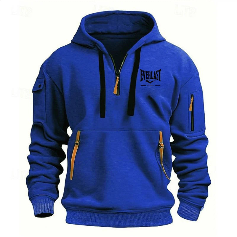 Men’s Printed Fleece Hoodie with Zipper Details