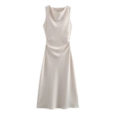 Elegant Satin Summer Slip Dress | Chic Evening Midi for Women