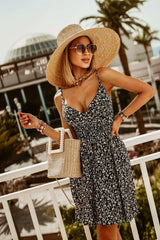 Women's Floral Print Wrap Pleated Sundress