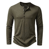 Men's Cotton Henley Long Sleeve Shirt