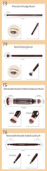 Hourglass Makeup Brush Set & Kit Include Powder Foundation Concealer Lip Blusher Bronzer Eyeshadow Eyeliner Highlight Brush
