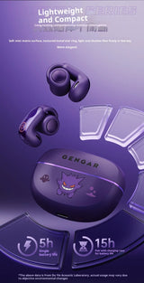 Gengar PokéMon Bluetooth Headset Ear Clip Hifi Stereo Wireless Game Sports Earbuds Long Battery Life Trendy Anime Gift