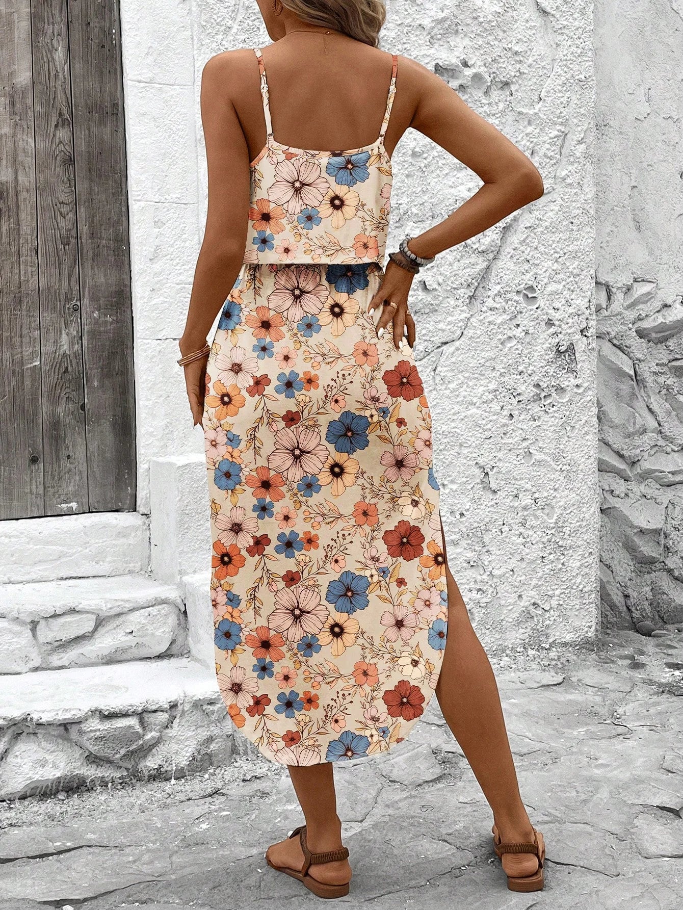 Summer Spaghetti Strap Flowy Dress