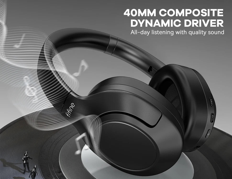 FIFINE Bluetooth wireless headset,Noise Canceling Headphones with Transparency Mode,Deep Bass,Clear Calls,80H Playtime -X3