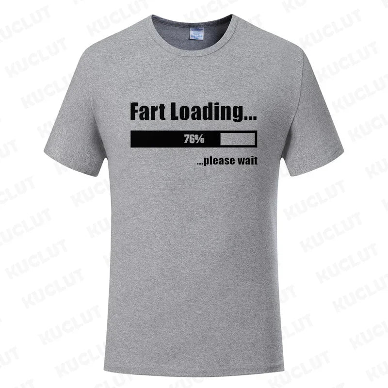 Huge Fart Loading Men's T-shirt Humor Tee Joke Gag Tshirt for Dad Gifts Guys Male Clothes Short Sleeve Tees Funny Graphic Tops