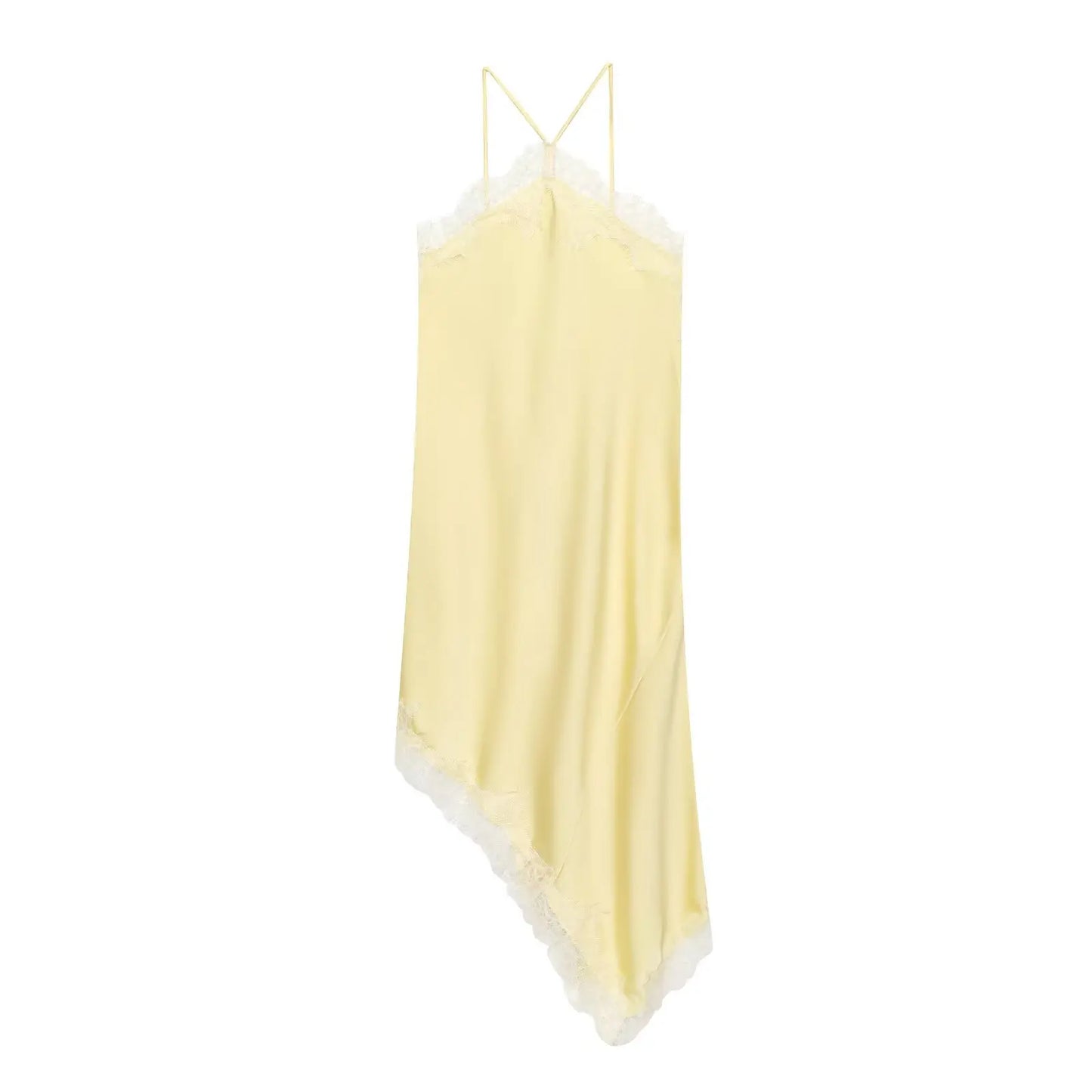 Elegant Lace Spliced Sling Dress: Sleeveless Backless Chic