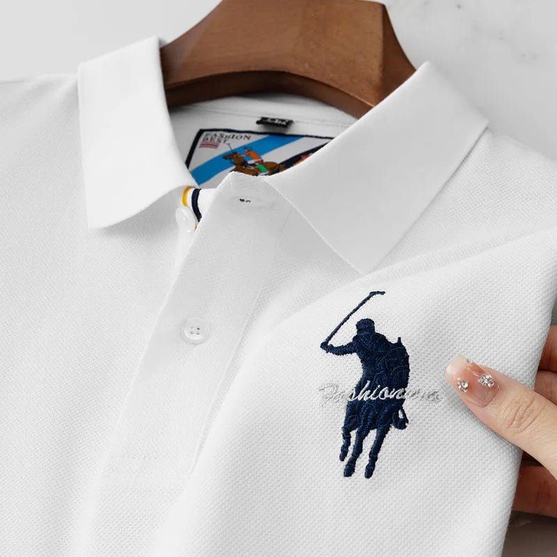 Men's Embroidered Cotton Polo Shirt – Breathable Summer Fit