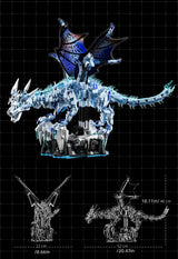 FUNXINEE 1676Pcs Premium Ice Dragon Bricks Advanced Building Challenge Light Glowing Eyes Moving Joints MOC Collectible Gift