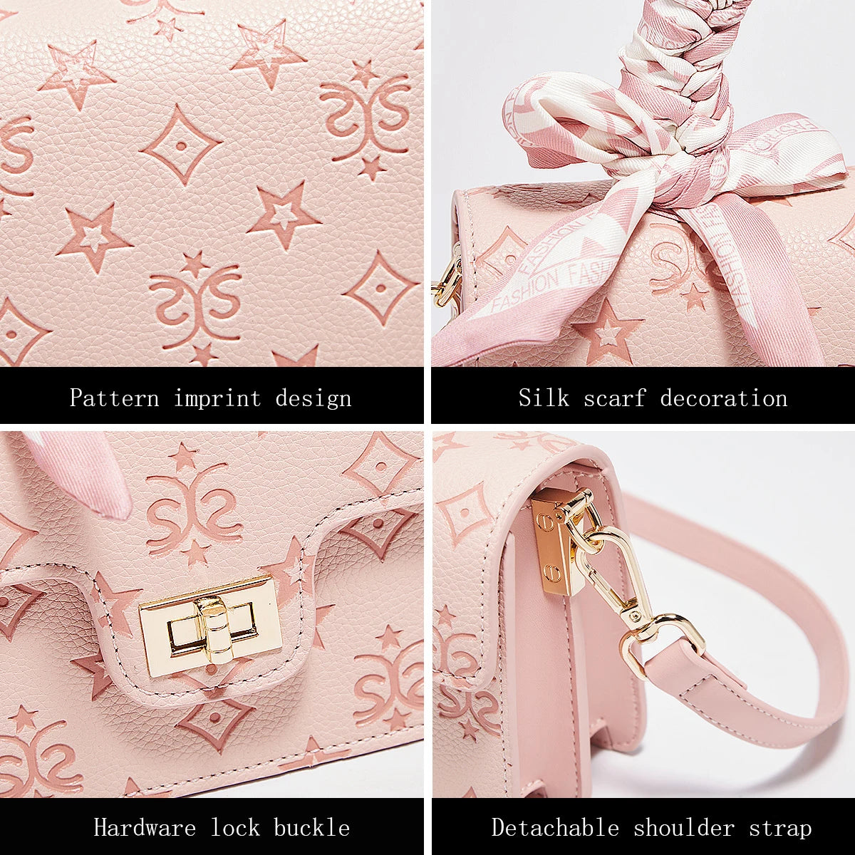 FOXER Brand PVC Leather Pink Handbag Women's Shoulder Bag Chic Small Square Bag Fashion Female Crossbody Bag Ligth Luxury