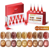 AS 9 Colors Magnetic Cat Eye Gel Nail Polish Set Jelly Pink UV LED Soak Off Gel Varnish Crystal Red Cat Gel Lacquer With Display