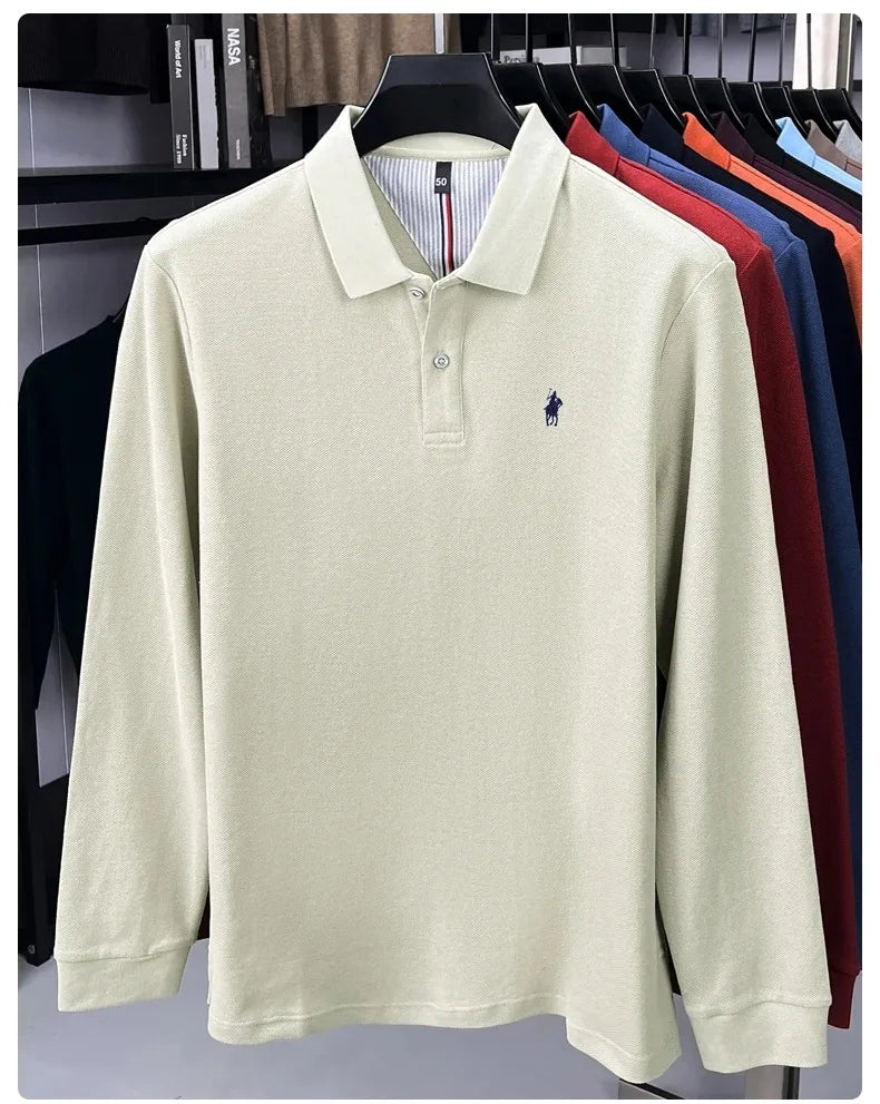 Premium Cotton Embroidered Long Sleeve Polo Shirt