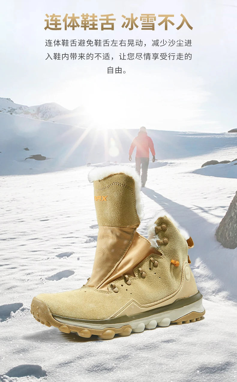 RAX Waterproof Hiking Shoes Men Winter Outdoor Sneakers for Men Snow Boots Plush Mountain Snowboots Outdoor Tourism Jogging Shoe
