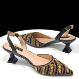 Rhinestone Pointed-Toe Slingback Heels & Bag Set