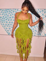 Ruffle Halter Mini Dress