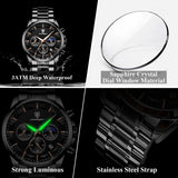 POEDAGAR 928 Men's Luxury Chronograph Watch | Luminous & Waterproof