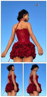 Structured Floral Mini Party Dress