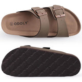 Comwarm Men's Cork Footbed Slides Sandals Arch Support Summer Outdoor Sandals with Adjustable Buckle Leisure Men Leather Slides