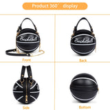 Basketball Shaped Crossbody Bag, Trendy Chain Shoulder Bag, PU Leather Top Handle Circle Purse handbags  women bag