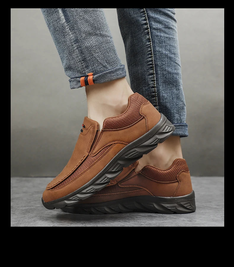 Men Leather Casual Shoes Breathable Loafers Men Sneakers New Male Comfortable Leather Flat Footwear Sneakers Men Shoes