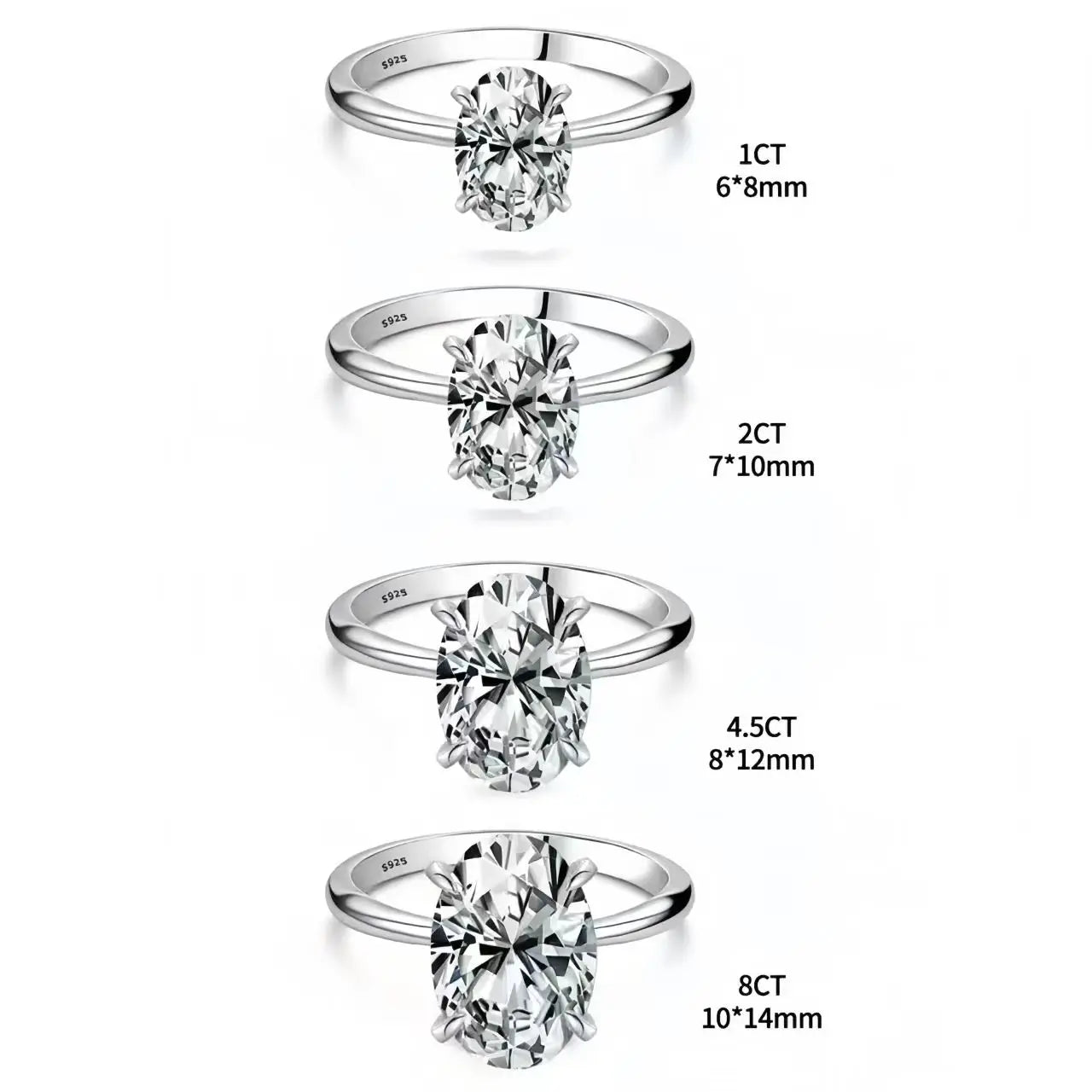 925 Sterling Silver Oval Cut Zircon Ring – Luxury Engagement & Wedding Jewelry