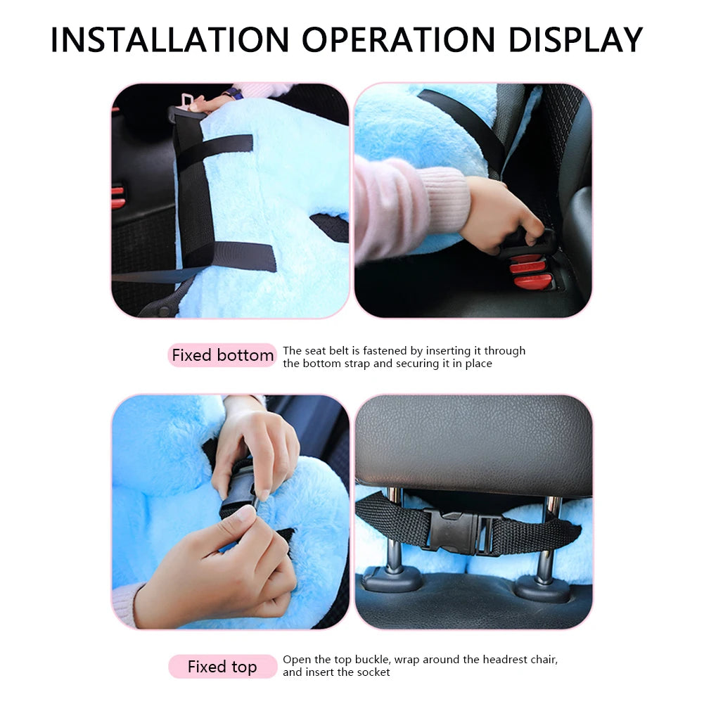 Comfortable Car Pillow Safety Belts Pillows Cover Kids Travel Sleeping Pillows Auto Seatbelt Plush Cute Animal Cushion Shoulder
