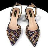 Rhinestone Pointed-Toe Slingback Heels & Bag Set