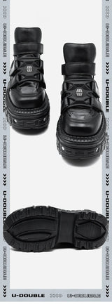 2026 New Punk Style Women Shoes Lace-up Heel Height 6CM Platform Shoes Woman Metal Decor Woman Sneakers Gothic Ankle Rock Boots