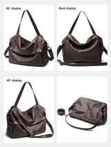 Zency Large Capacity Shoulder Bag Purse Genuine Leather Women's Work Tote Bag Handbag Shopper Bag Pocket For A4 ipad Crossbody