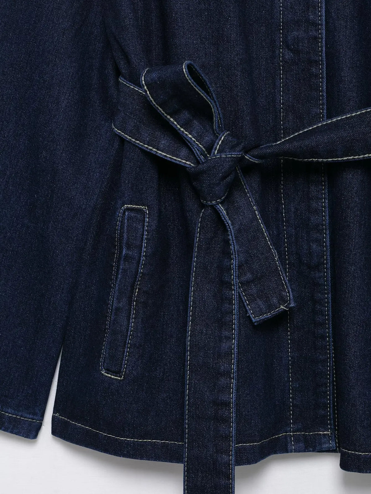 Vintage Denim Jacket with Waist Sash – High Street USA-Made Outerwear
