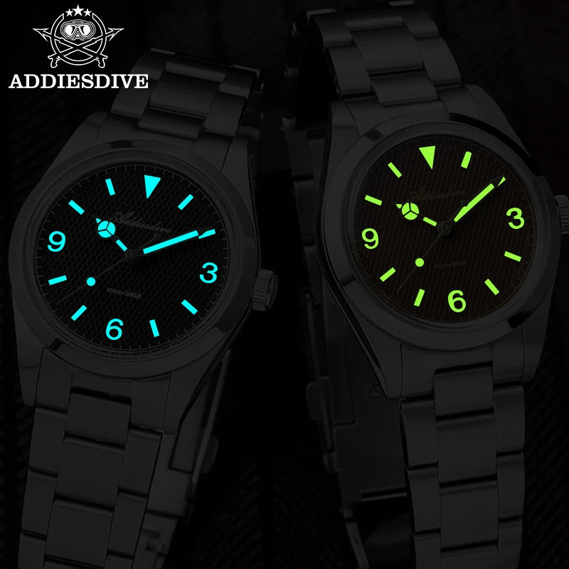 ADDIESDIVE 36mm Men Watch Luxury 200m Waterproof Super Luminous Bubble Glass Stainless Steel Wrist Watch Quartz Watches For Men