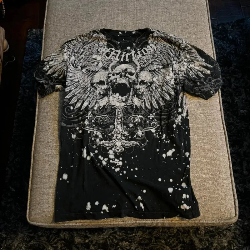 Y2K Gothic Skull Oversized Graphic Tee