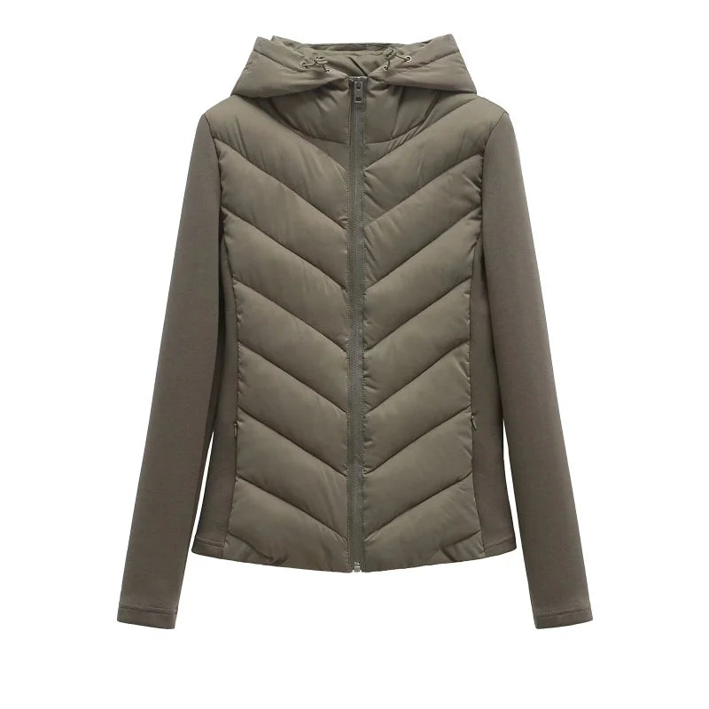 Elegant Patchwork Hooded Sport Coat